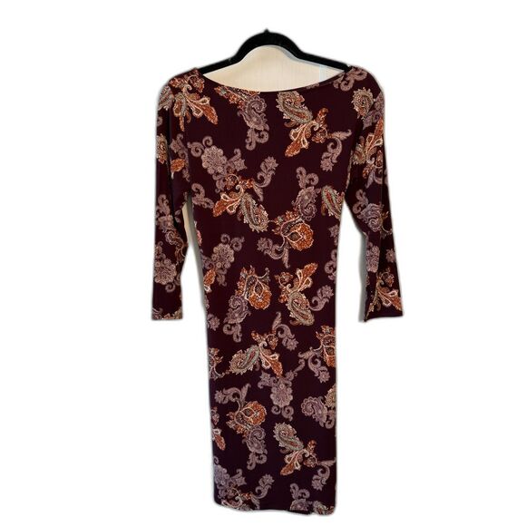 Ann Taylor Purple Patterned Long Sleeve Dress - Picture 2 of 4